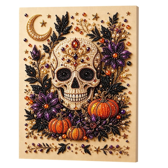 Halloween Pearl Art DIY Kit, 12 x 16 Inch Framed Painting Craft Set, Creative Holiday Artwork Project, Seasonal Home Decoration Gift, 1PC