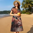 thumbnail image 4 of Uemuo Flower Crown Cat Print Womens Summer Dress Casual Swing Short Sleeve Sundresses Beach A-line Shift Dress, 4 of 6