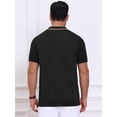 thumbnail image 3 of DARING DIVA Men's Knitted Ribbed Hem Short Sleeve Textured Golf Shirts L Black, 3 of 7