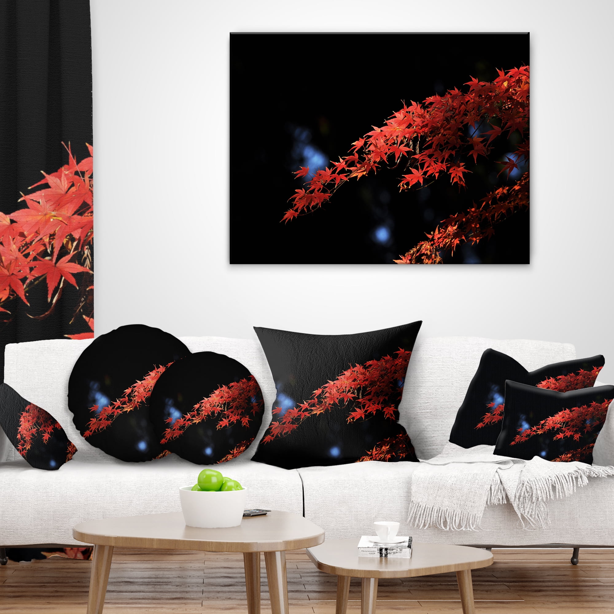Designart Fall Foliage of Maple Leaves - Abstract Throw Pillow - 16x16
