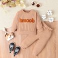thumbnail image 2 of Vedolay Boys 2023 Outfits Boy's 2 Piece Outfits Cute Print Bow Front Ruffle Top with Pants,Brown 0-6 Months, 2 of 3