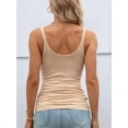 thumbnail image 6 of Women Spaghetti Strap Scoop Neck Ribbed Slim Fitted Cotton Camisole Sleeveless Layering Shirts Apricot M, 6 of 9