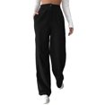 thumbnail image 1 of Pantalones Sueltos De Mujer Cintura Alta Color Puro Cierre De Botón Pantalones Largos Rectos para Mujer Negro S, 1 of 4