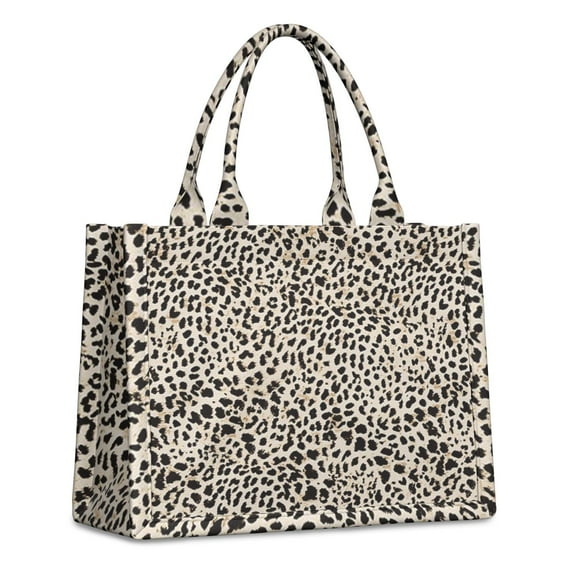 Large Capacity Tote Bag,Black and Tan Leopard Print Handbag Fashion Luxury Tote Bag,15.7"x13"x 5.1" Inches,Laptop Compatible