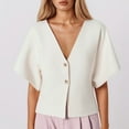 thumbnail image 2 of Women's Casual Jacket for Everyday Wear - Lightweight Short Sleeve V-Neck Knit Sports Jacket for Women Women's Bomber Jacket Casual Coat, 2 of 4