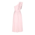 thumbnail image 6 of SMihono Women's Ruffle One Shoulder Dress Solid Color Bowknot Sash Tie High Waist A-Line Swing Party Dresses Pink 4, 6 of 6