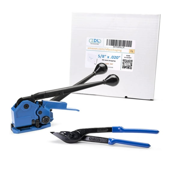 IDL Packaging PRO 5/8" x 300' Steel Strapping Kit, 1400 lbs Break Strength
