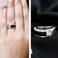 thumbnail image 3 of Rosec Jewels Promise Band Ring with Certified Moissanite and Black Enamel - 0.25 CT, 14K White Gold, US 11.00, 3 of 9