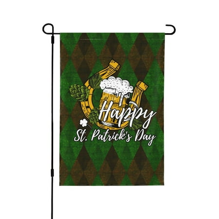 St. Patrick's Day Quadrilateral Pattern Day Garden Decor Flags, Double-Sided Garden Flags for Patio Terrace, 12.5"x18"