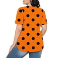 thumbnail image 4 of T Shirts for Women Casual Polka Dot Printed Short Sleeve Round Neck Pleated Going Out Tunic Tops Ladies Comfort Loose Basic Pullover Blouses Tees, 4 of 5