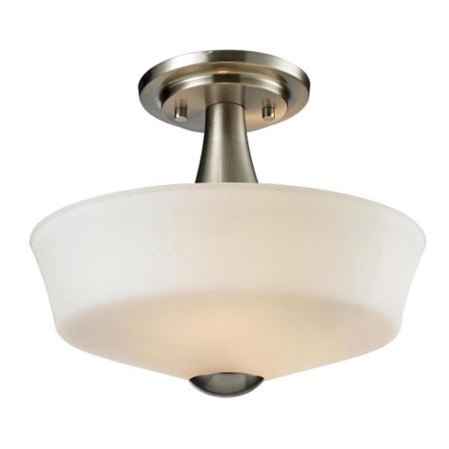 2 Light Semi Flush Mount Brushed Nickel Steel Glass