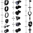 thumbnail image 2 of 15 Pairs Earrings for Men, Black Stainless Steel Earrings Stud Kit for Men Women Fashion Piercing Jewelry Cross Dangle Hoop Earrings Set, 2 of 7