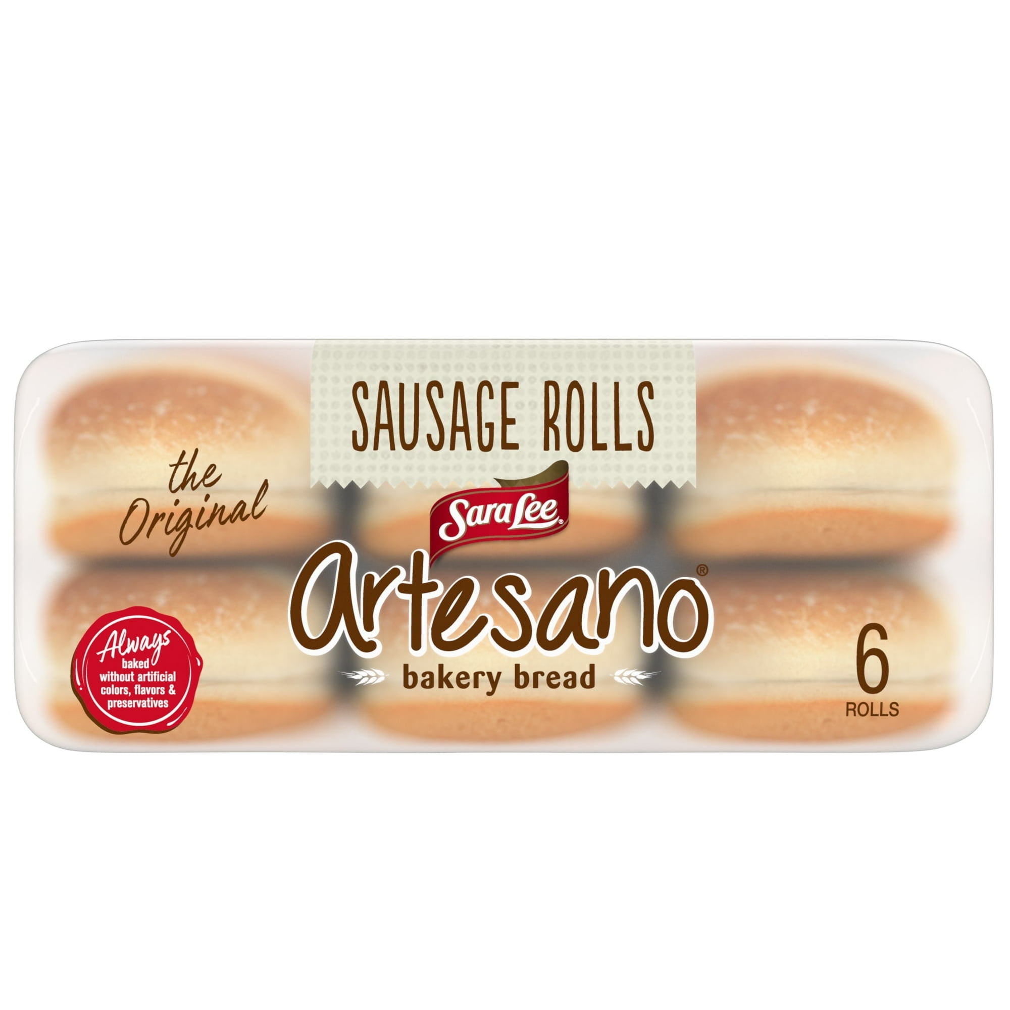Sara Lee Artesano Sausage Rolls 6 ct 15 oz Hot Dog Buns (Pack of 2)