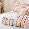 thumbnail image 4 of Castle Fairy Retro Vertical Stripe Quilt Full 3-Piece,Minimalist Thin Line Full Bedspread Sets,Terracotta Pink White,1 Coverlet and 2 Pillowcases, 4 of 7