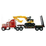 Big Rig Tractor Trailer Transport Toy Trucks Big Toy Truck Series Tractor Trailer Flatbed and Excovator