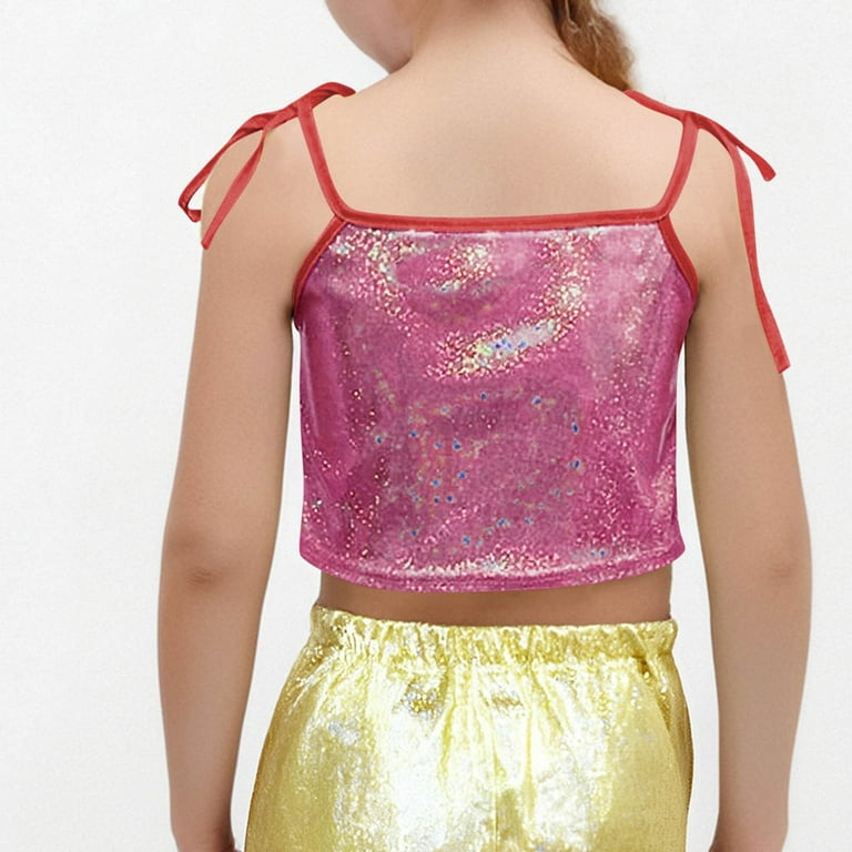 Taqqpue Girls Sleeveless Tank Top Sequin Spaghetti Strap