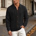 thumbnail image 4 of Mens Cardigan Sweater Long Sleeve Casual Button Down Lapel Collar Hollow out Knit Cardigans Fall Clothes, 4 of 6