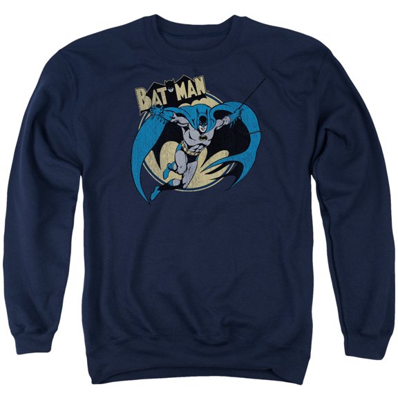 Batman Through The Night Adult Crewneck Sweatshirt Navy