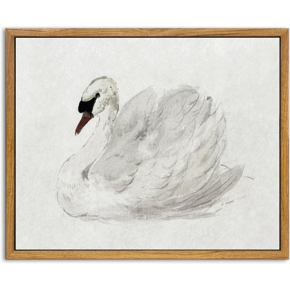 Unframed Canvas Wall Art for Living Room Bedroom Decor Vintage Antique White Swan Watercolor Canvas Animal Painting, Rustic Bathroom Decor Wall Art Classical Swan Vintage Wall Art