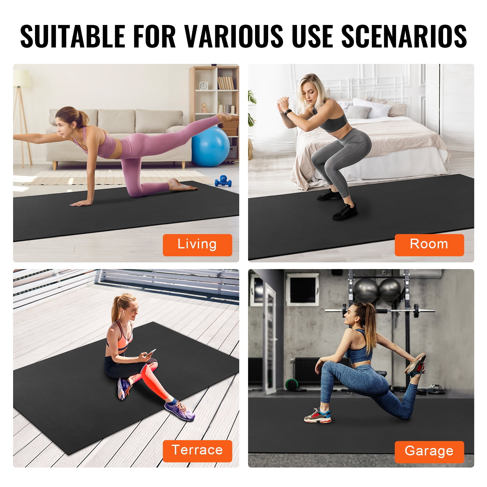 KFFKFF Large Yoga Mat,9x6ft Durable Non-Slip Fitness Mat, Universal Exercise Mat for Both Genders, Includes Bag & Strap, Ideal for Home Yoga, Pilates & Floor Exercises