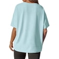 thumbnail image 5 of Short Sleeve Women Solid Casual Loose Side Split Shirt Tops, 5 of 6