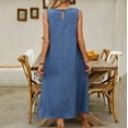 thumbnail image 7 of Meichang Womens Summer Dresses Sleeveless Crew Neck Midi Dress Casual Solid Loose Fit Beach Sundresses 2025 Long Dress with Pockets, 7 of 7