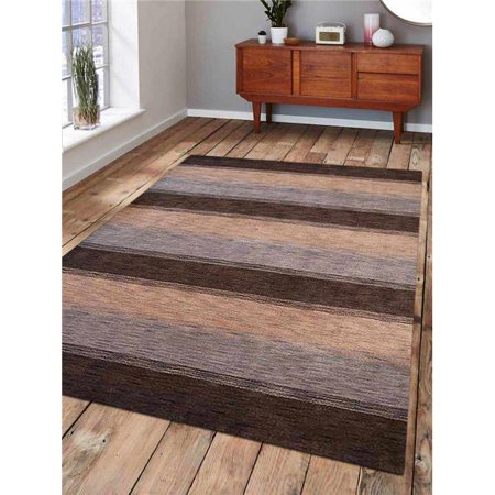 5 X 8 Ft Contemporary Hand Knotted Loom Wool Area Rug 44 Brown Beige Walmart Canada