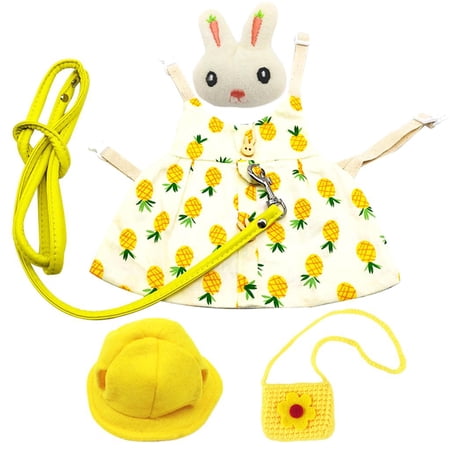 Lovely Pet Dress Set Rabbit Skirt Costume Printed Clothes Autumn Daily Pineapple_S