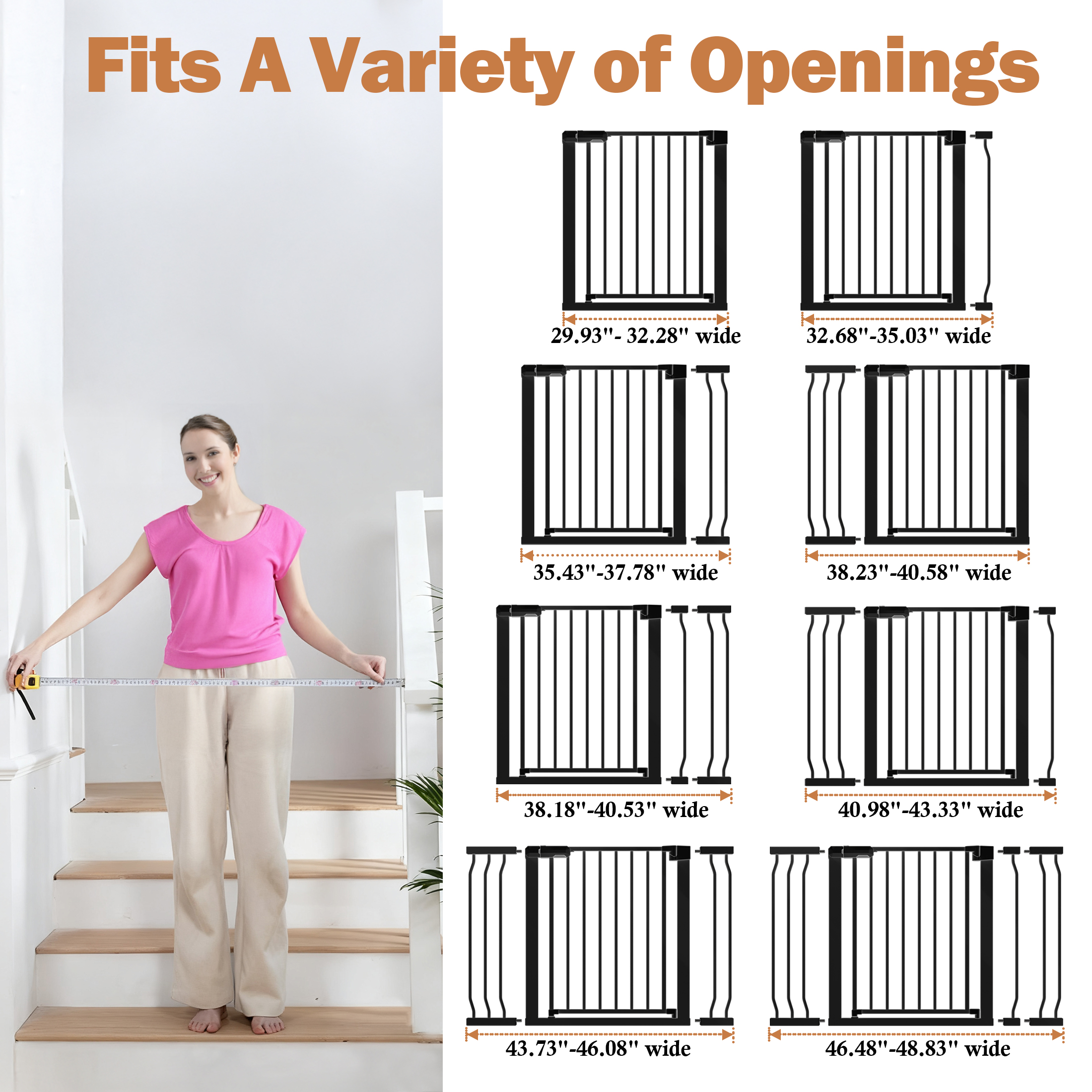 Vomeast Extra Tall Baby Safety Gate, 29.93-48.8 in, Black photo 6