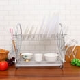 thumbnail image 4 of FUTUREORYY 1Set Silver Dish Drying Rack with Water Draining Board Non Slip Plastic Mat for Kitchen, 4 of 6