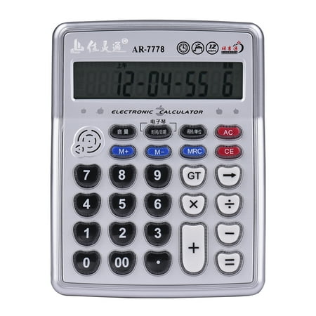 KKmoon 12-Digits Musical Desktop Calculator LCD Display Electronic Calculator Counter Big Buttons with Music Piano Play Time Date Show Alarm Clock Function for Office Business Classroom