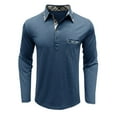 thumbnail image 4 of Ccpelsie Long Sleeve Henley Shirts for Men - Casual Fashion Crew Neck Men's Full Sleeve Tshirts Z3-Blue,L, 4 of 7