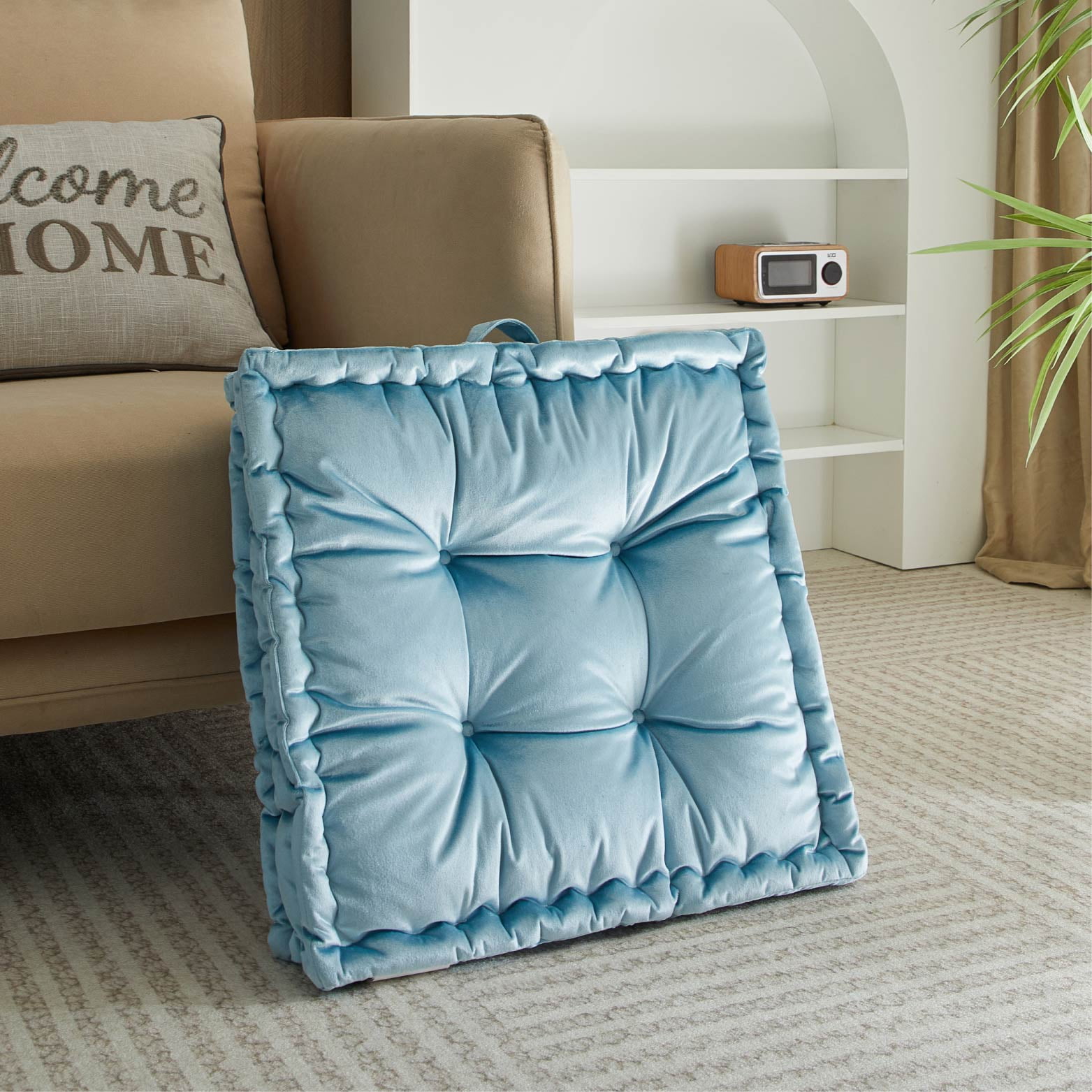 Stylehouse 20" x 20" Cameo Blue Decorative Floor Pillow