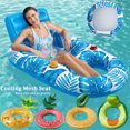 thumbnail image 2 of Inflatable Water Sports Floating Seat Multifunctional Summer Swim Float Seat Portable Foldable Durable Swimming Pool Accessories Rose Red chair, 2 of 6
