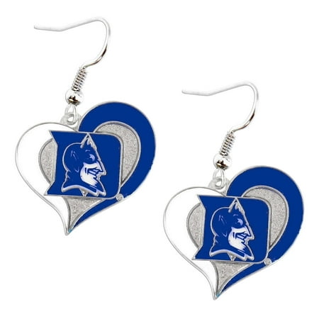 - NCAA Duke Blue Devils Sports Team Logo Swirl Heart Dangle Earring Set