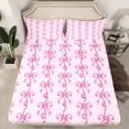 thumbnail image 2 of Homewish Kawaii Pink Ribbon Bed Sheets for Kids, Princess Bow-tie Bow King Sheets, Cute Cartoon Bowknot Sheet Set, Luxury Bedroom Decor, 4pcs, 2 of 7