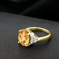 thumbnail image 4 of Gem Stone King 18K Yellow Gold Plated Silver Ring Oval Checkerboard Yellow Citrine and Moissanite (6.11 Cttw, Size 6), 4 of 4