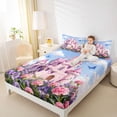 thumbnail image 4 of Homewish Pink Purple Flower Bed Sheets,Fairy Tale Castle King Sheets,Chic Butterfly Sheet Set For Girls Teens,Microfiber Bedroom Decor,4 Pieces, 4 of 7