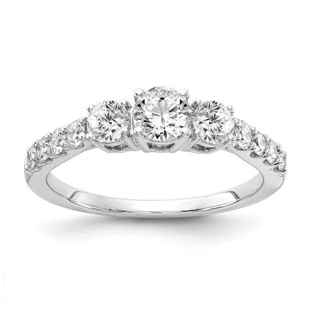 Lab Grown Diamond Ring 14k White Gold Round Cut Lab Created Diamond Diamond 3-Stone Engagement Ring Size