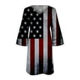 thumbnail image 5 of Edvintorg 4Th Of July Womens Summer Dresses Plus Size Women's Casual Beach Dress Fashion V-Neck Print 3/4 Sleeve Fold Mini Dress, 5 of 5