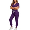 thumbnail image 5 of MLCDZ Scrubs for Women Scrub Sets V Neck Short Sleeves Slim Scrubs Stretch Top and Jogger Scrub Elastic Cuffs Pants with Multiple Pocket Nursing Uniform Set, 5 of 5