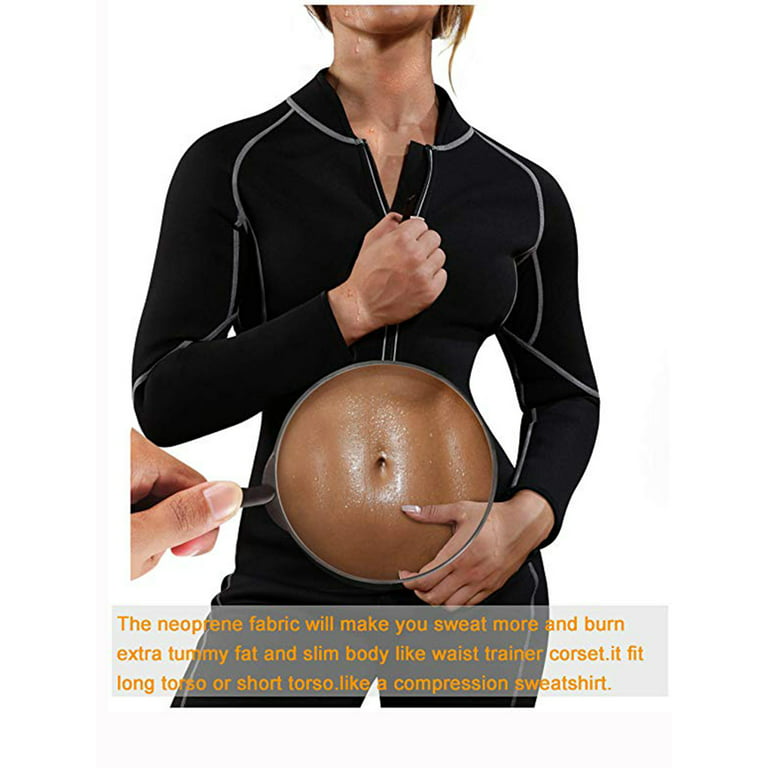 LELINTA Women's Neoprene Sauna Vest Waist Trainer Corset Long Sleeves Gym  Hot Sweat Suit Weight Loss Workout Body Shaper