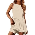 thumbnail image 2 of Einccm Women's Sleeveless Summer Dress and Shorts Set, Crew Neck Casual Two-Piece Outfit with Ruched Waist for Daily Wear and Outdoor Activities, 2 of 5