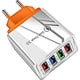 thumbnail image 1 of Cargador multipuerto, cargador USB de 4 puertos o tomacorriente de pared de carga rápida y luz LED para iPhone 12 / Pro/Max/Mini, MacBook Pro/Air, iPad, Samsung Galaxy (cargador de 4 USB, naranja) TUNC Sencillez, 1 of 5