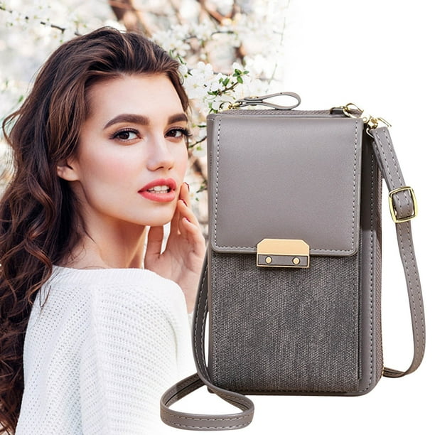 Giunmcul Women Simply Fashion Bags Mini Leather Mobile Phone Crossbody Bags Mobile Phone Bag Shoulder Handbag Wallet with Credit Card Slots Clearance Sales Walmart