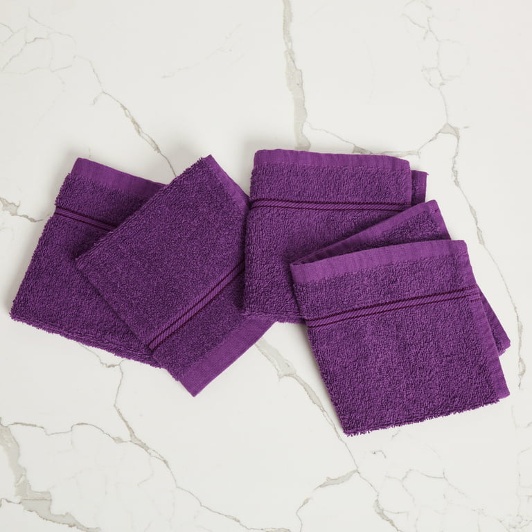 Living Fashions Washcloths 12 Pack – Size 12” x 12” – Soft & Absorbent Wash  clothes (Purple)