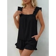 thumbnail image 6 of Womens Pajama Set 2 Piece Summer Sleepwear Ruffle Tank Top and Shorts Cute Bridal Lounge Outfit, 6 of 7