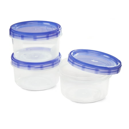 Great Value BPA Free Take Outs Storage Containers, Small Round, 16 fl oz, 3 Count