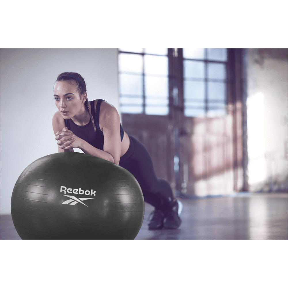 Reebok 55cm PVC Exercise, Black, Hand Included, Ball Trainer