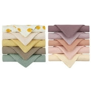 10PCS Baby Towel Set Teething Bibs for Toddler Burp Cloth Gauze-Cotton Handkerchief Back Absorb Towel Newborn Bath Facecloth Set-6
